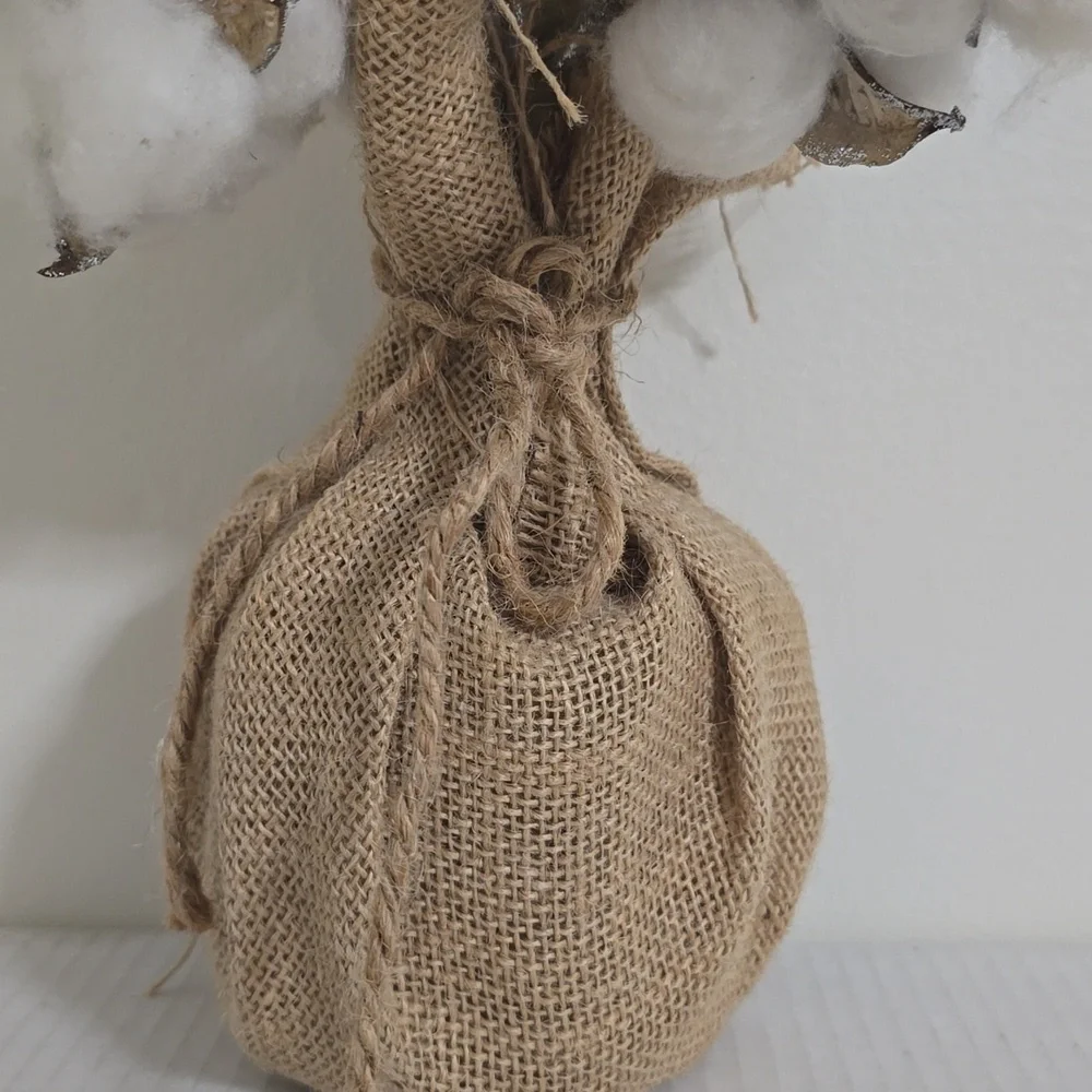 Rustic Cotton Tree with Burlap Base